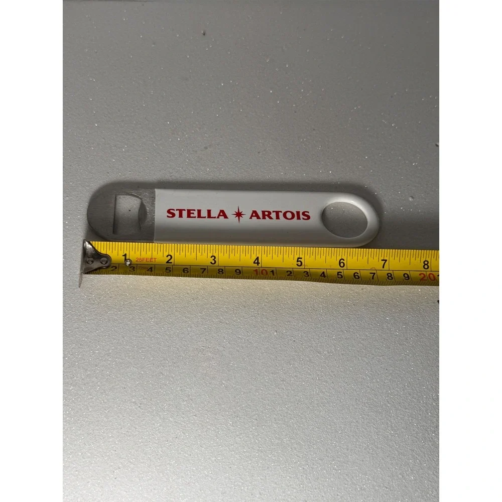 Stella Artois White Vinyl Coated Stainless Steel Bar Blade Bottle Opener 7 Inch